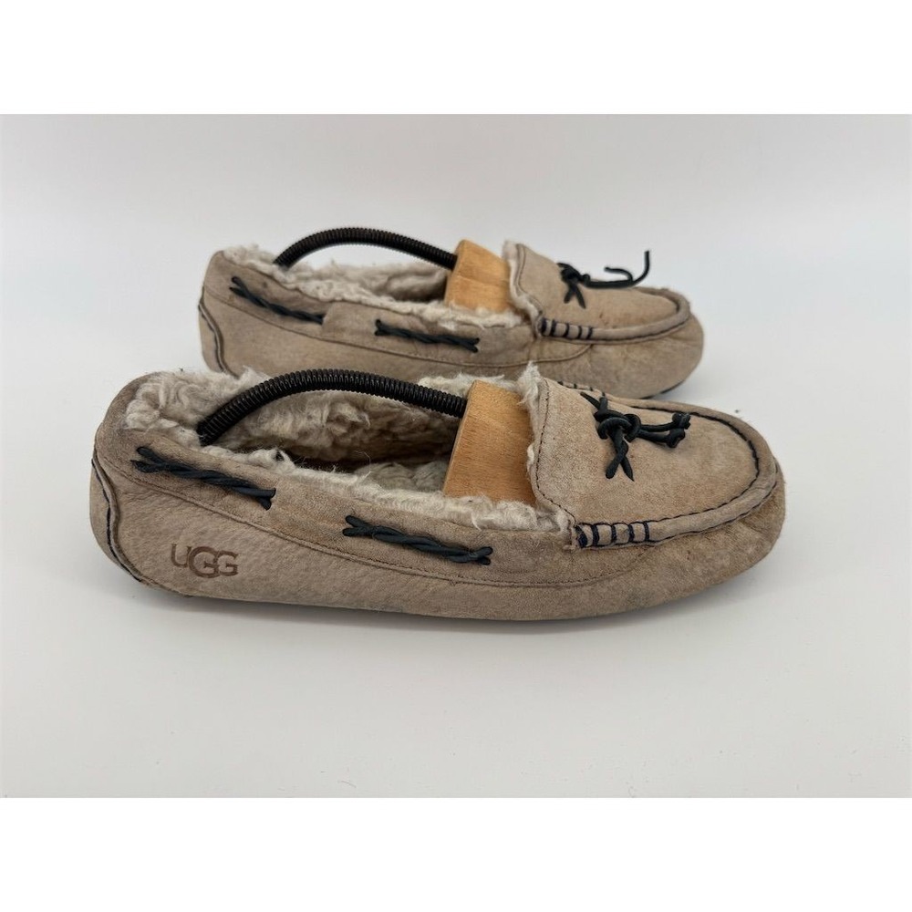 UGG Beige Loafers with Dark Detailing